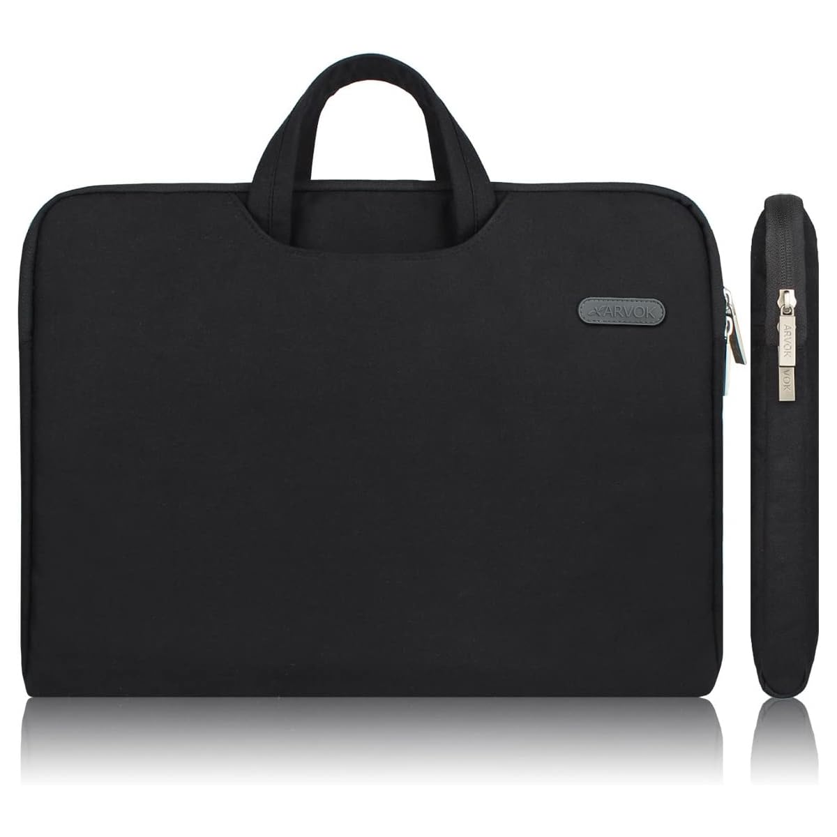 Arvok 17 17.3 Inch Water-Resistant Canvas Fabric Laptop Sleeve with Handle&Zipper Pocket/Notebook Computer Case/Ultrabook Carrying Bag for HP/Dell/A sus/Acer/Samsung, Black